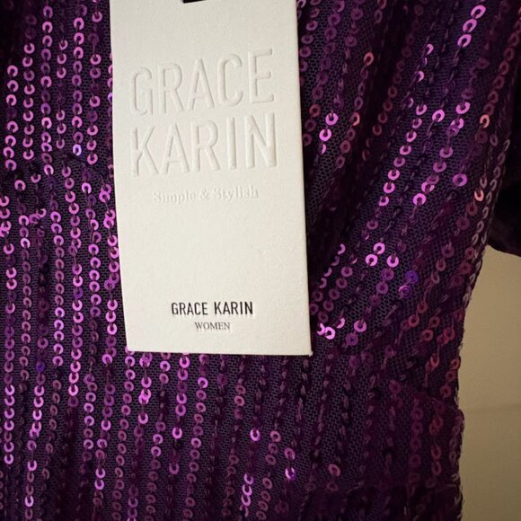Grace Karin Sequence Dress- Purple - Size Small - Picture 3 of 5